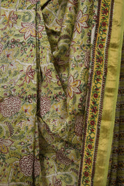 Parrot Green HBP Cotton Silk Saree With Maheshwari Border - SRPGCSS1332