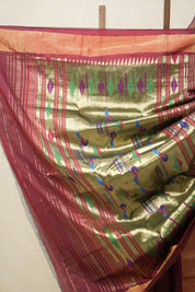 Maroon Cotton Paithani Saree - SRMCPS633