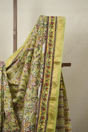 Parrot Green HBP Cotton Silk Saree With Maheshwari Border - SRPGCSS1332
