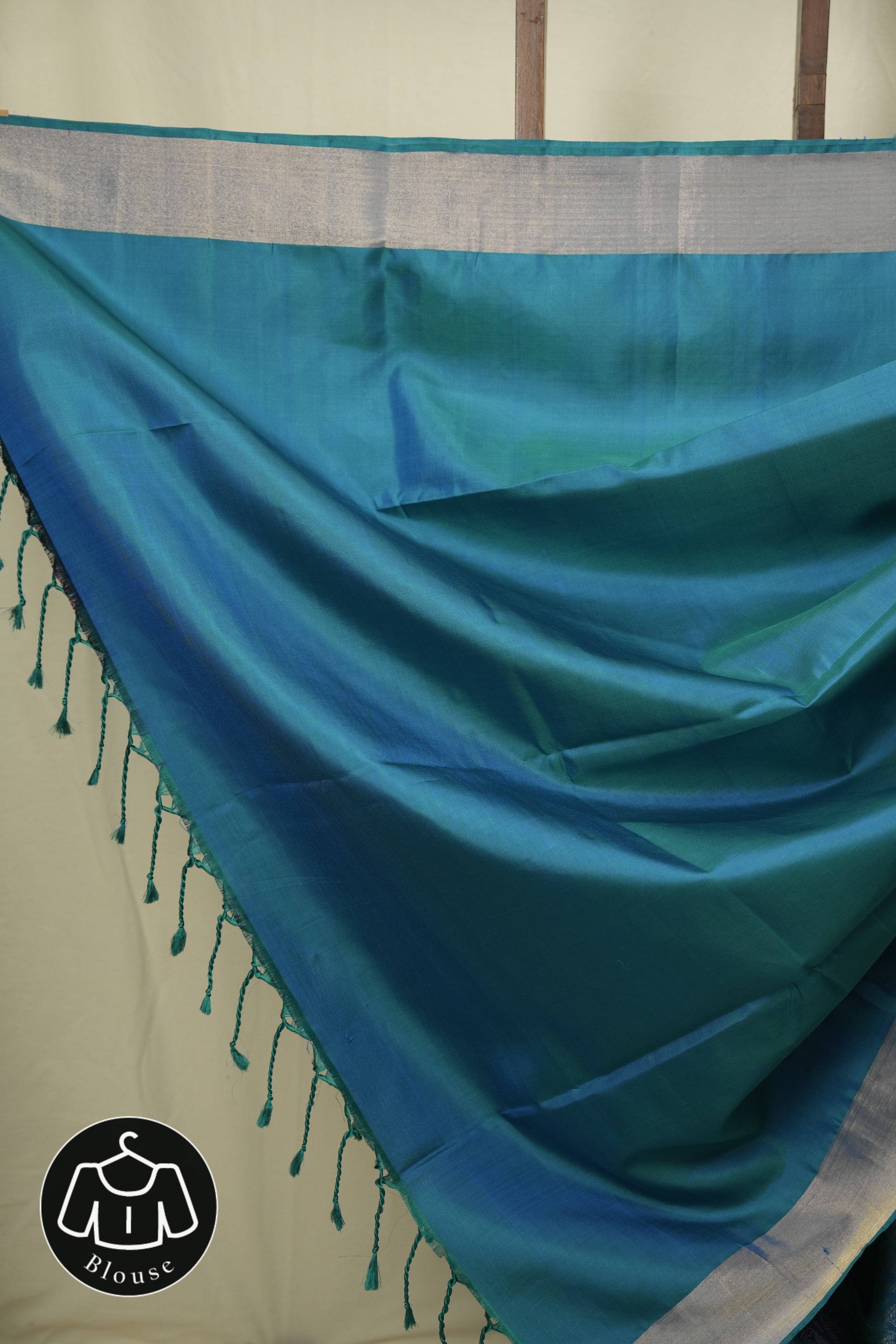 Peacock Blue Soft Silk Saree - SRPBSSS468