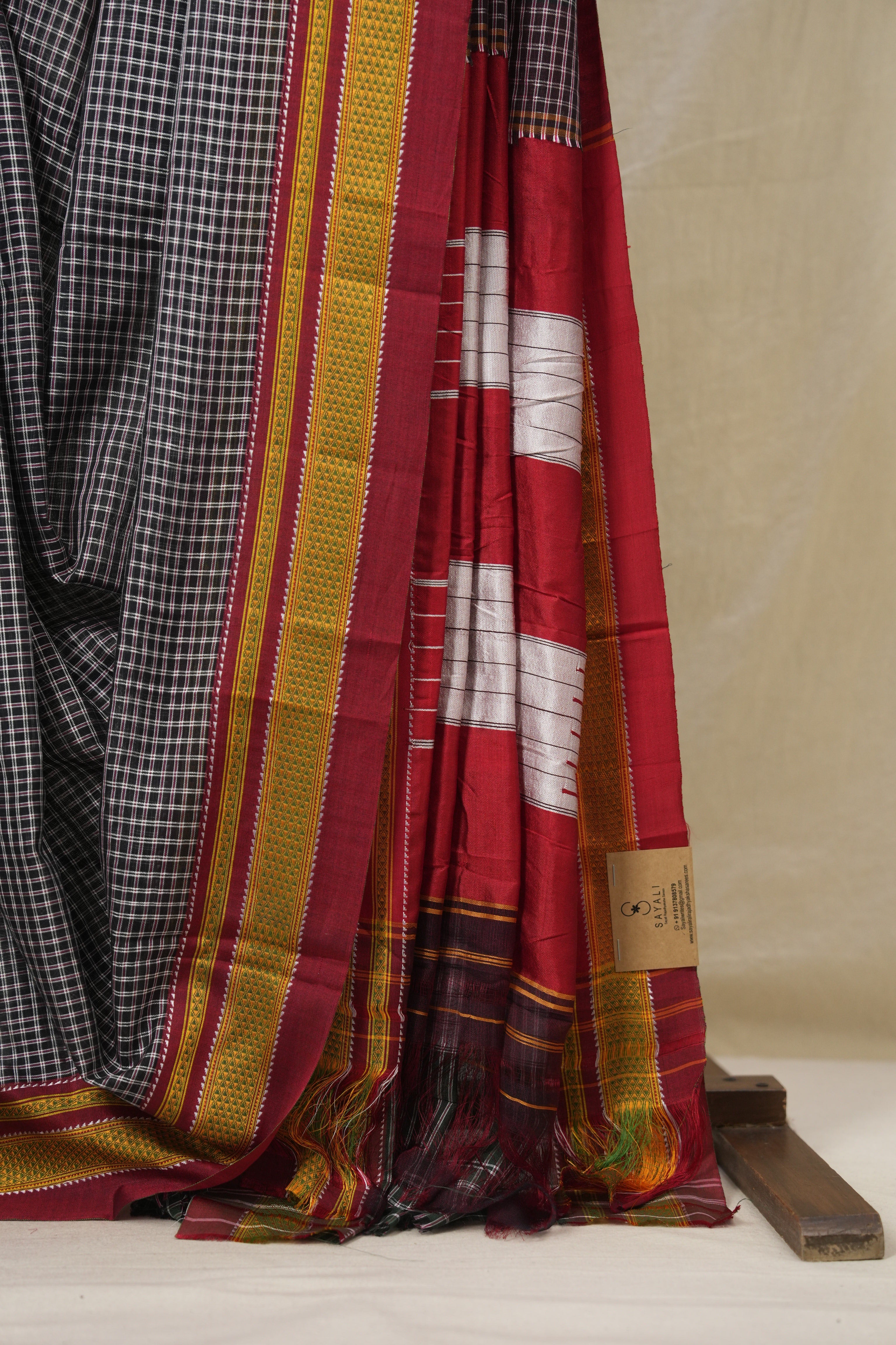 Black Mixed Cotton Ilkal Saree - SRBMCIS930