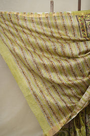Parrot Green HBP Cotton Silk Saree With Maheshwari Border - SRPGCSS1332
