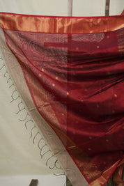Ivory Grey Maheshwari Saree - SRIGMS1033