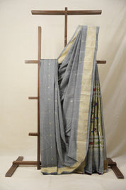 Grey Cotton Paithani Saree - SRGCPS632