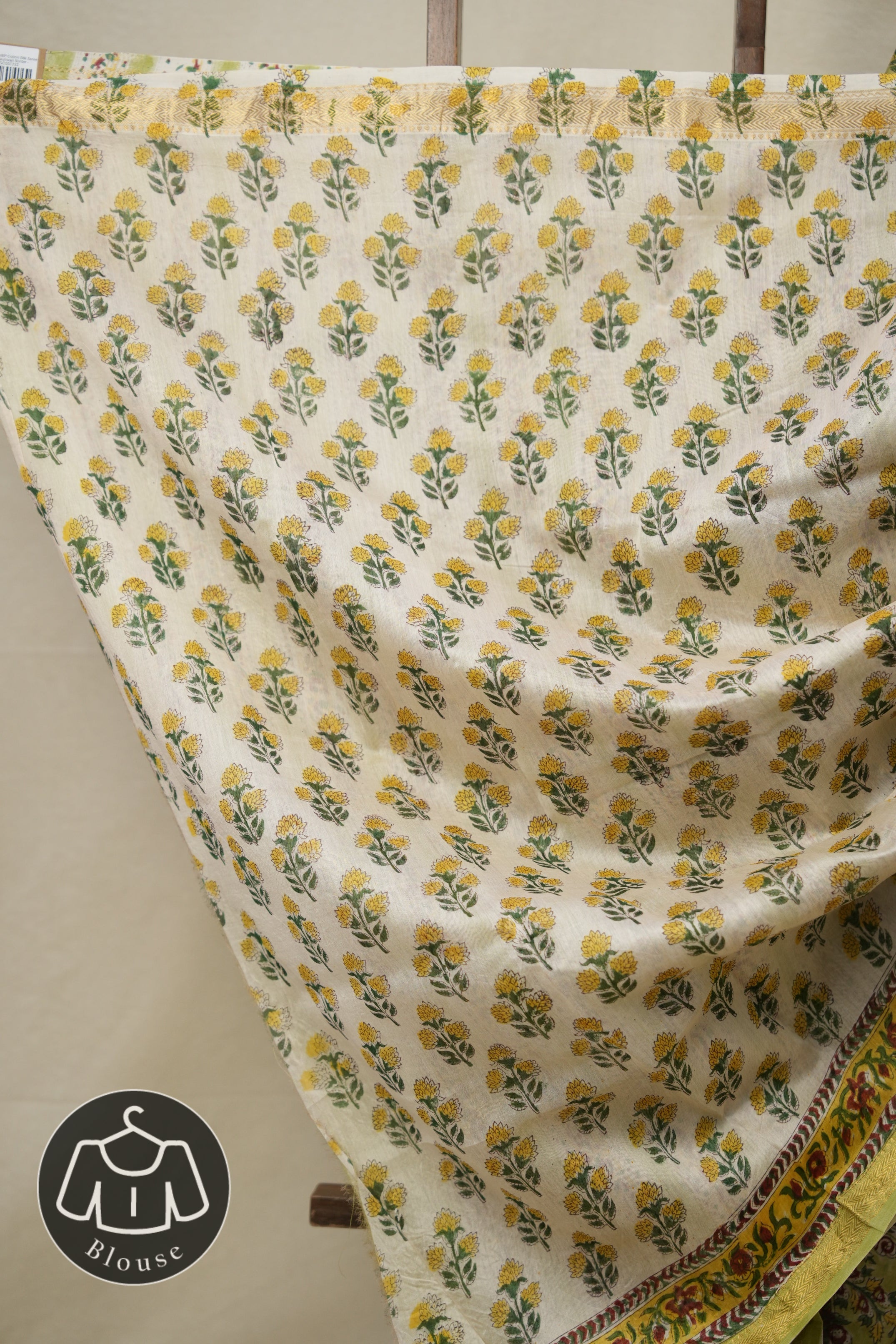 Parrot Green HBP Cotton Silk Saree With Maheshwari Border - SRPGCSS1332