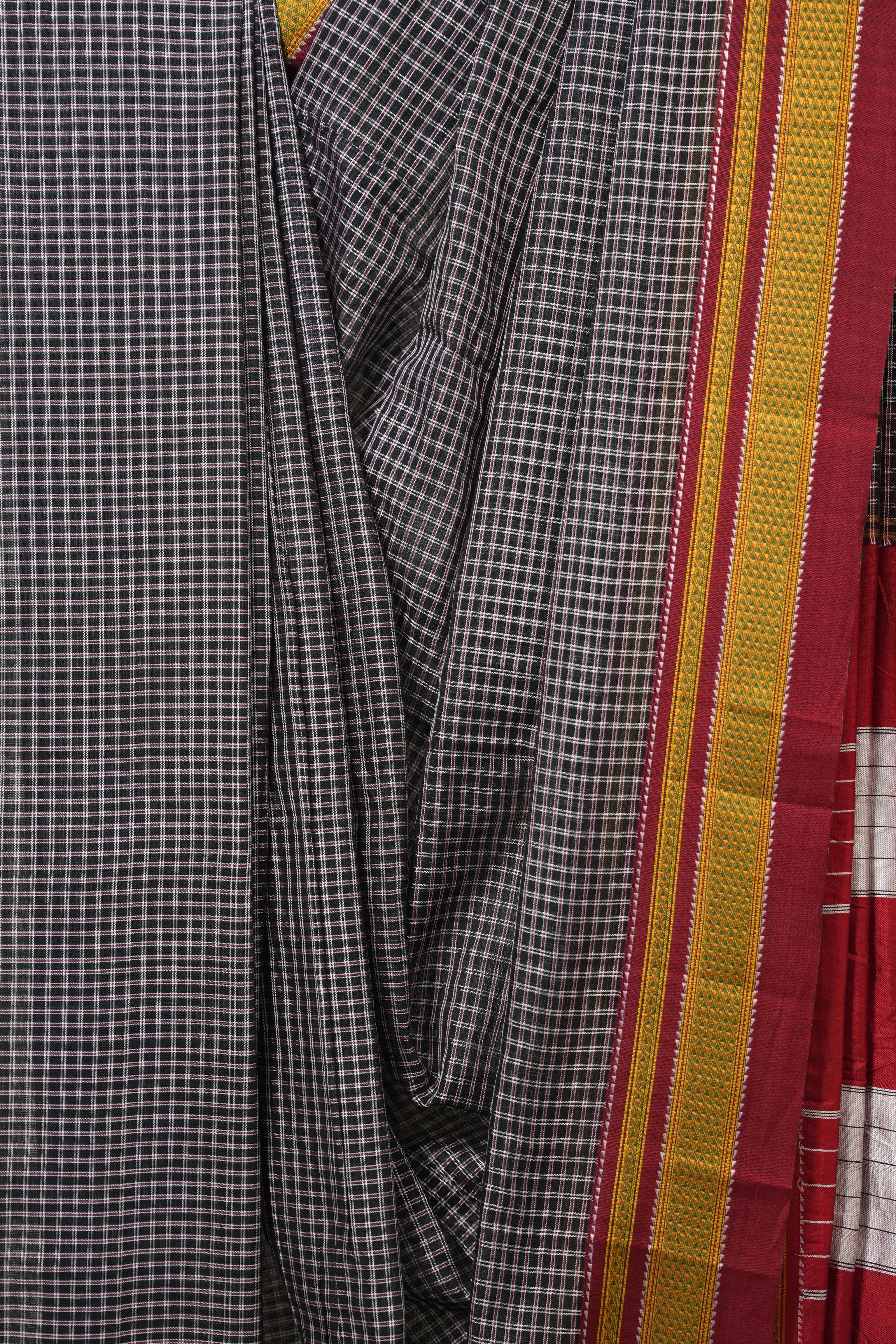 Black Mixed Cotton Ilkal Saree - SRBMCIS930