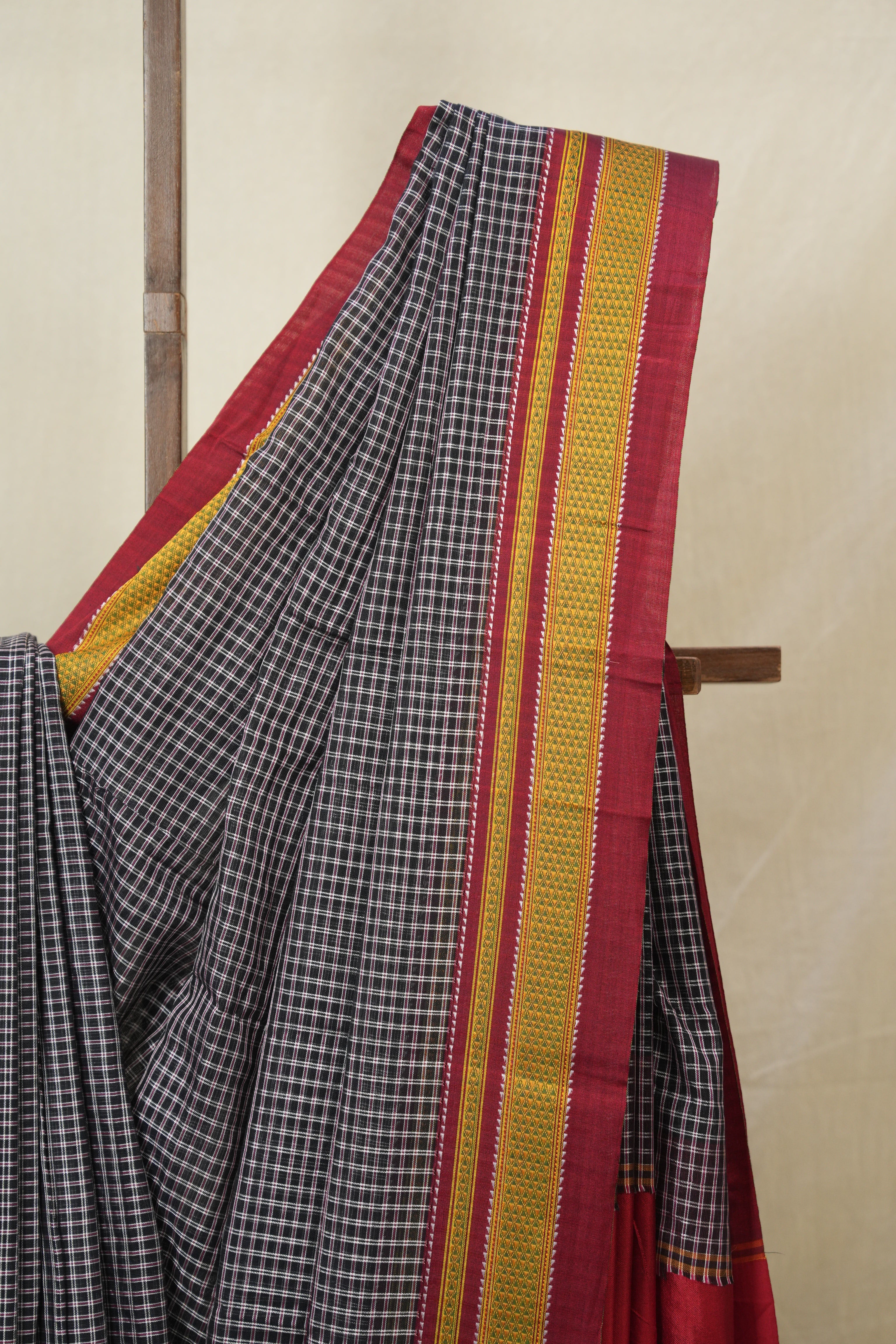 Black Mixed Cotton Ilkal Saree - SRBMCIS930