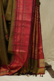 Mehendi Green Raw Silk Saree - SRMGRSS1003