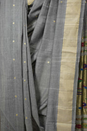 Grey Cotton Paithani Saree - SRGCPS632