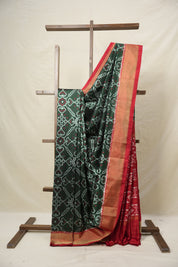 Red Green Pochampalli Silk Ikat Saree - SRRGPSIS274