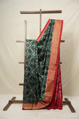 Red Green Pochampalli Silk Ikat Saree - SRRGPSIS274