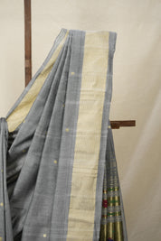 Grey Cotton Paithani Saree - SRGCPS632