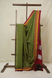 Green Mixed Cotton Ilkal Saree - SRGMCIS941