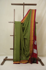 Green Mixed Cotton Ilkal Saree - SRGMCIS941