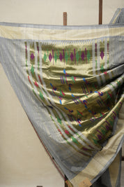 Grey Cotton Paithani Saree - SRGCPS632