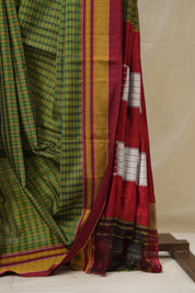 Green Mixed Cotton Ilkal Saree - SRGMCIS941