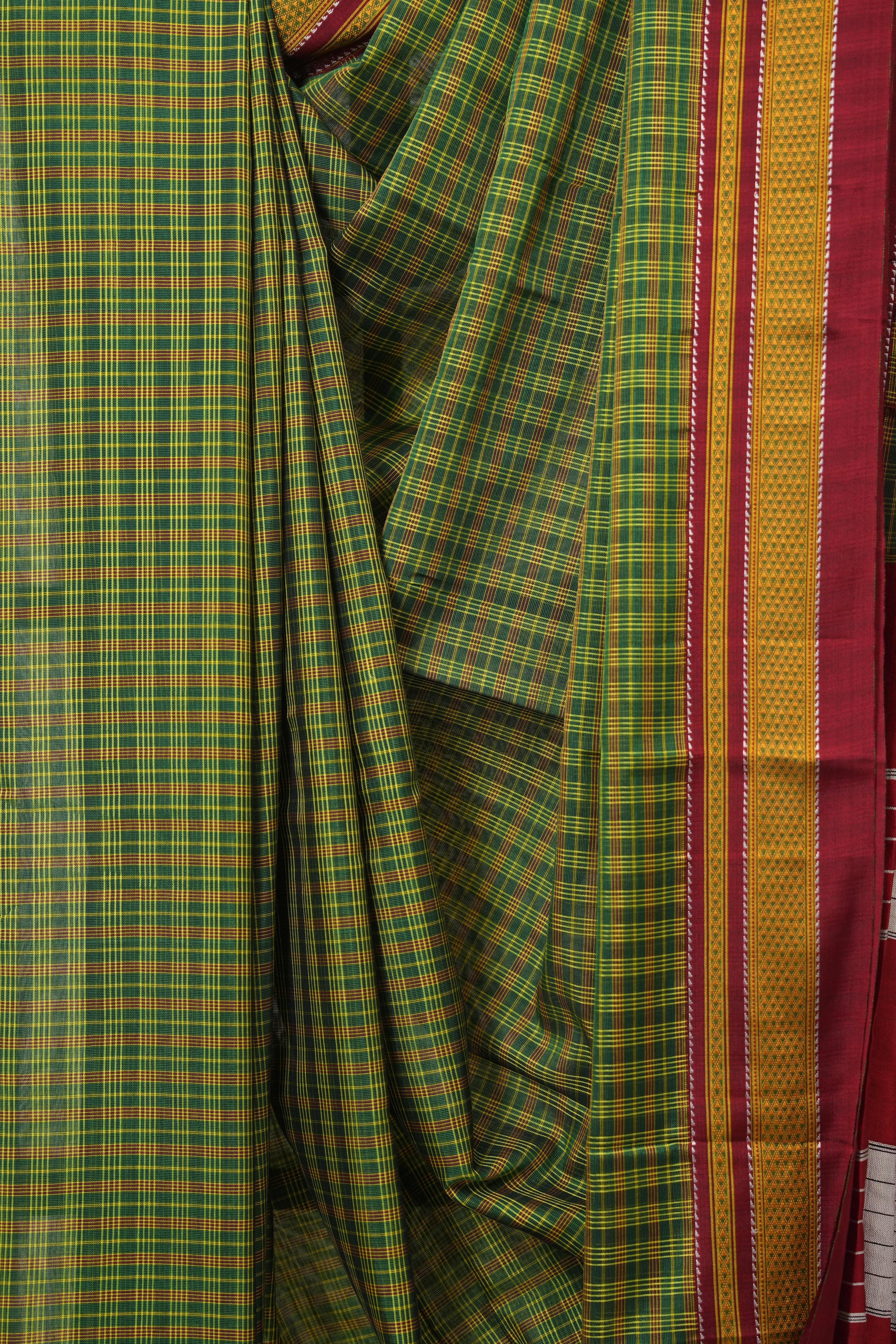 Green Mixed Cotton Ilkal Saree - SRGMCIS941