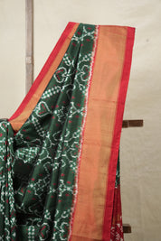 Red Green Pochampalli Silk Ikat Saree - SRRGPSIS274
