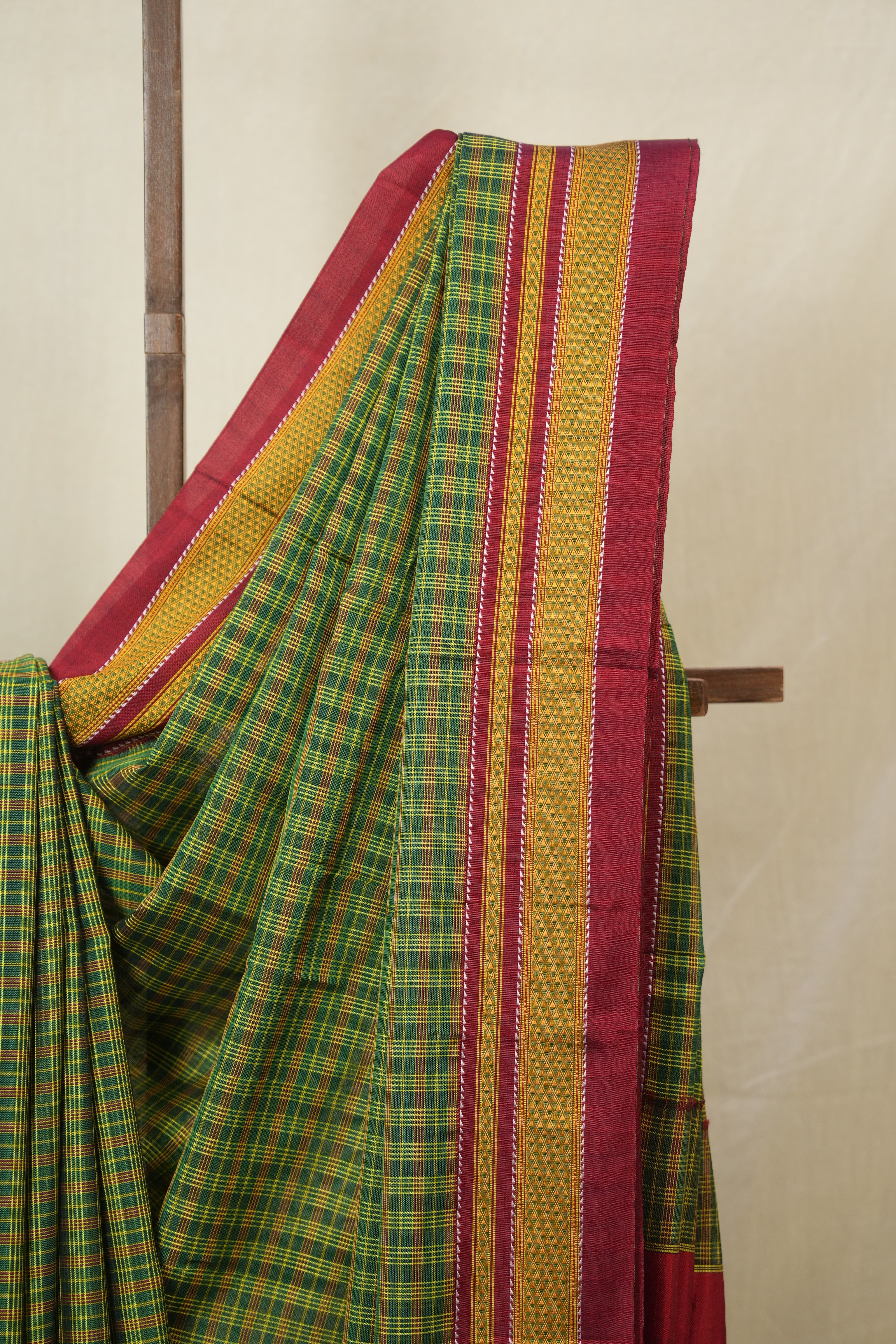 Green Mixed Cotton Ilkal Saree - SRGMCIS941