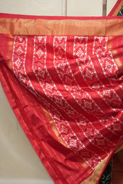 Red Green Pochampalli Silk Ikat Saree - SRRGPSIS274