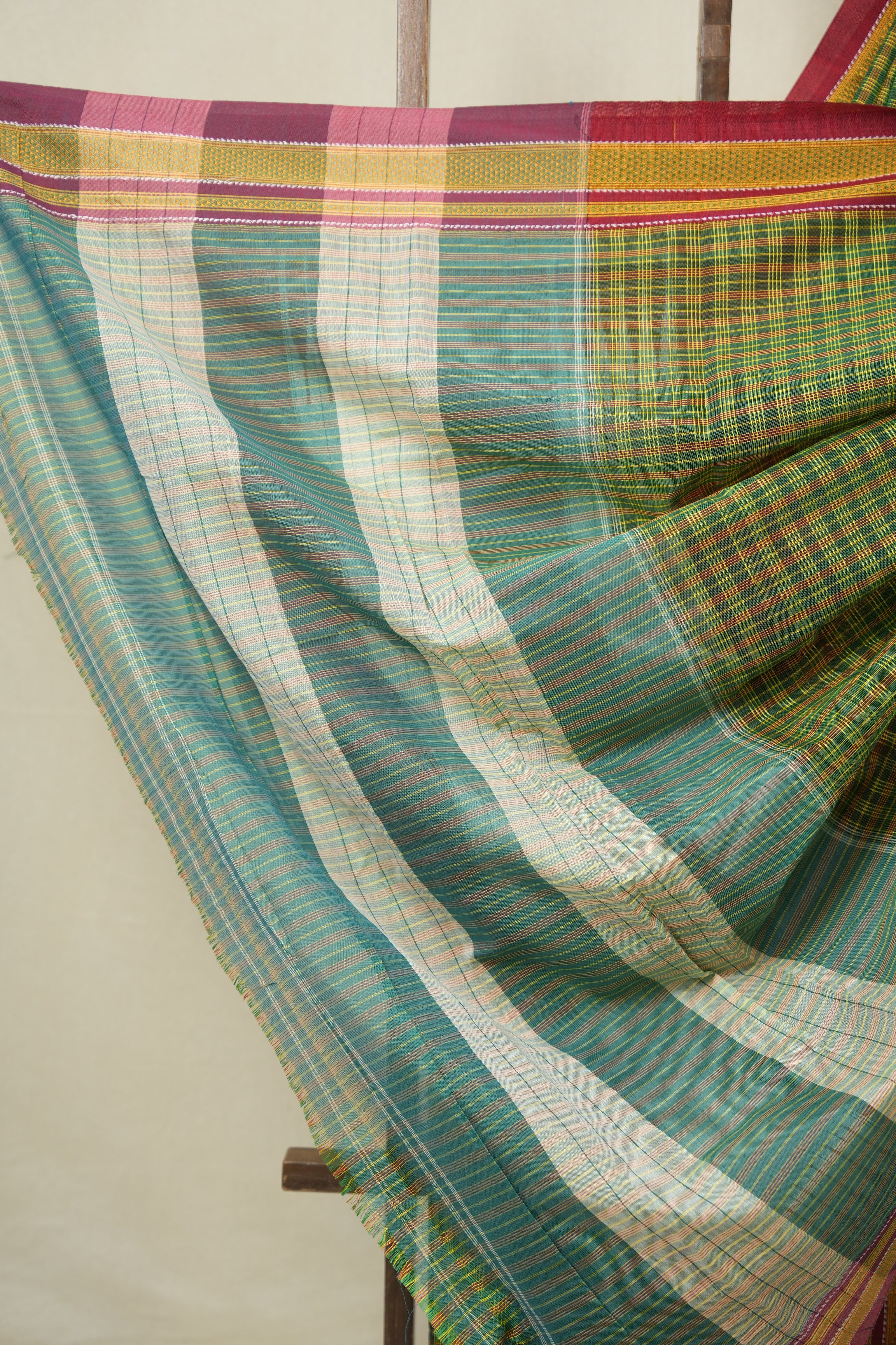 Green Mixed Cotton Ilkal Saree - SRGMCIS941