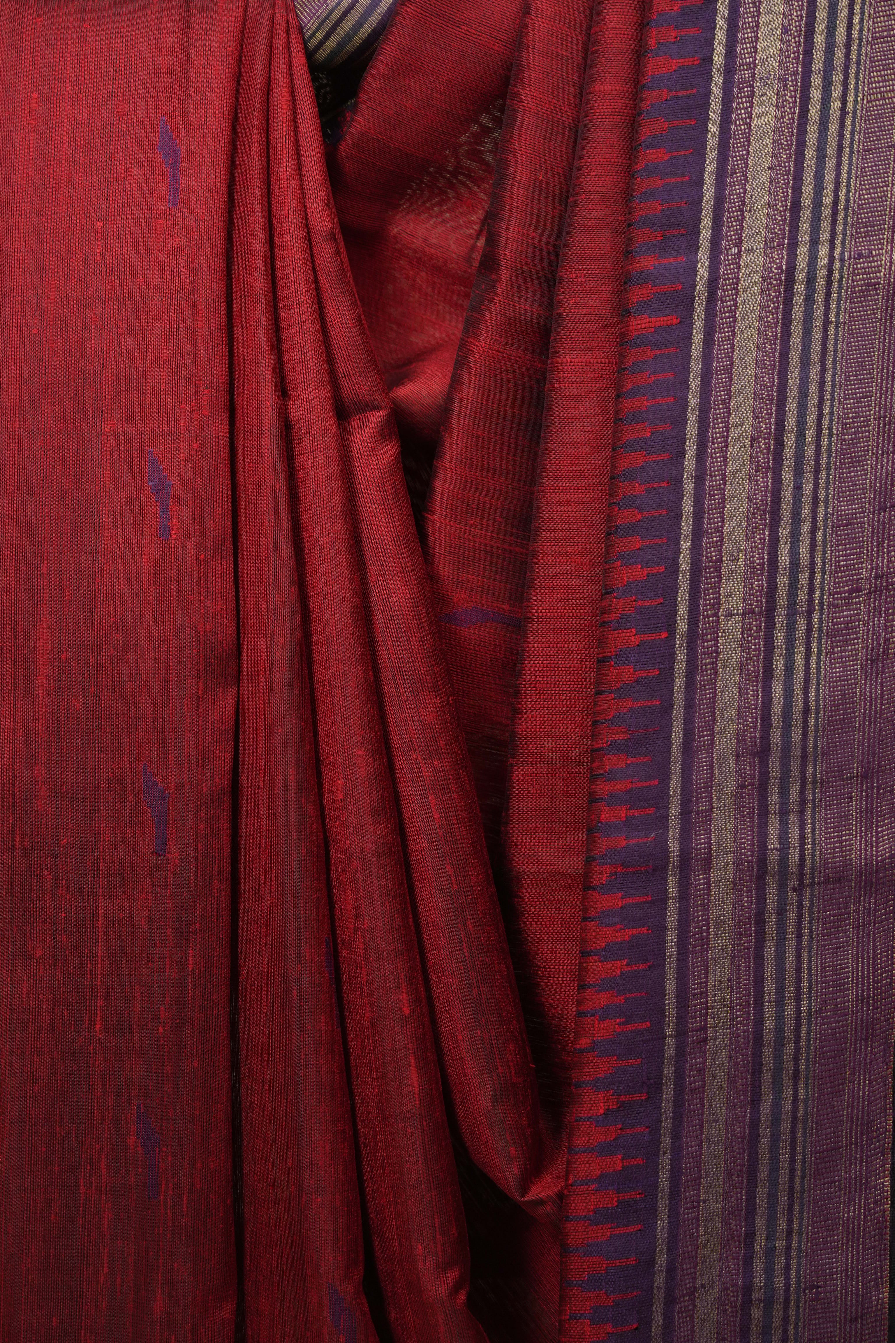 Red Raw Silk Saree - SRRRSS1000