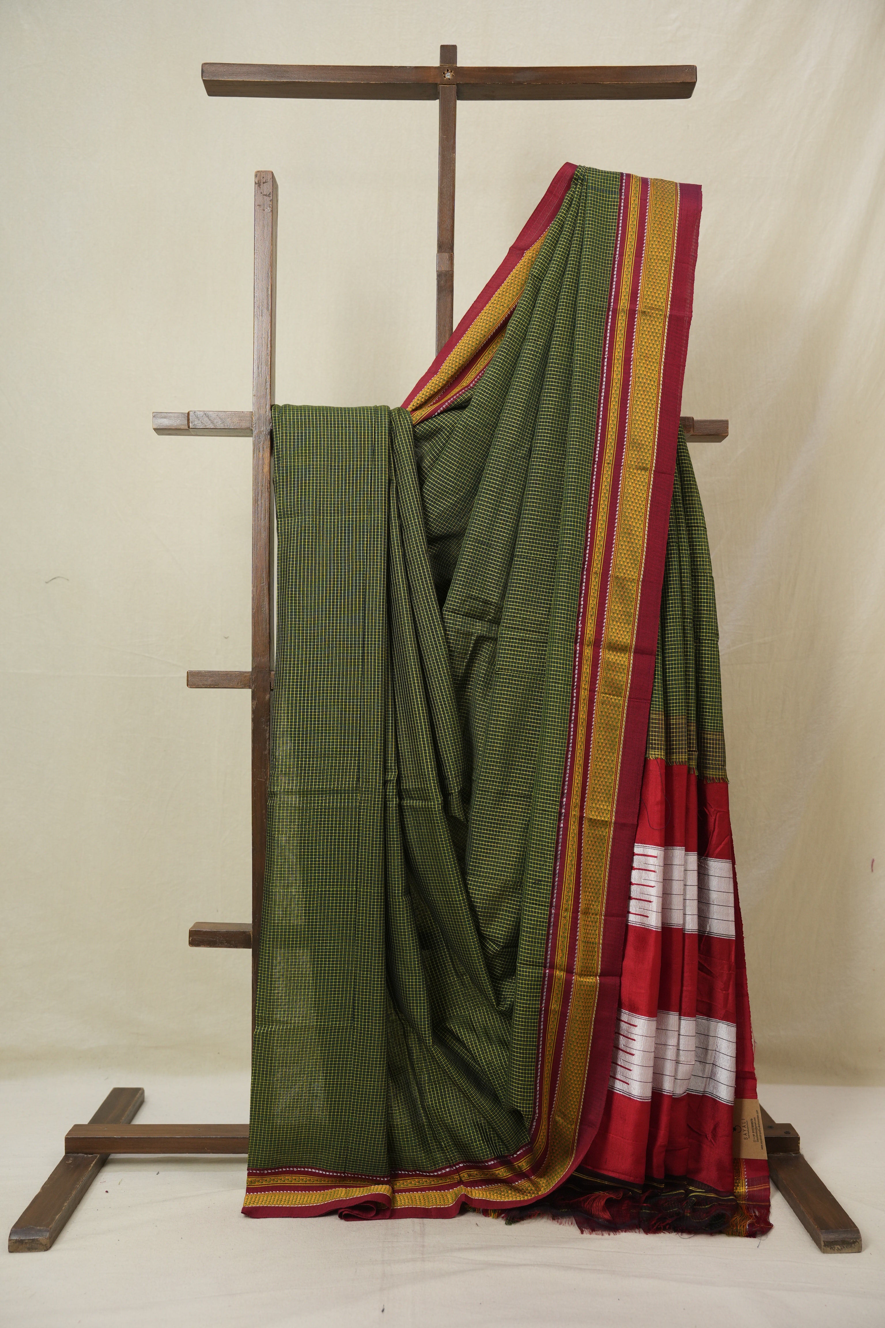 Green Black Mixed Cotton Ilkal Saree - SRGBMCIS938