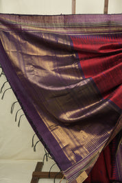 Red Raw Silk Saree - SRRRSS1000