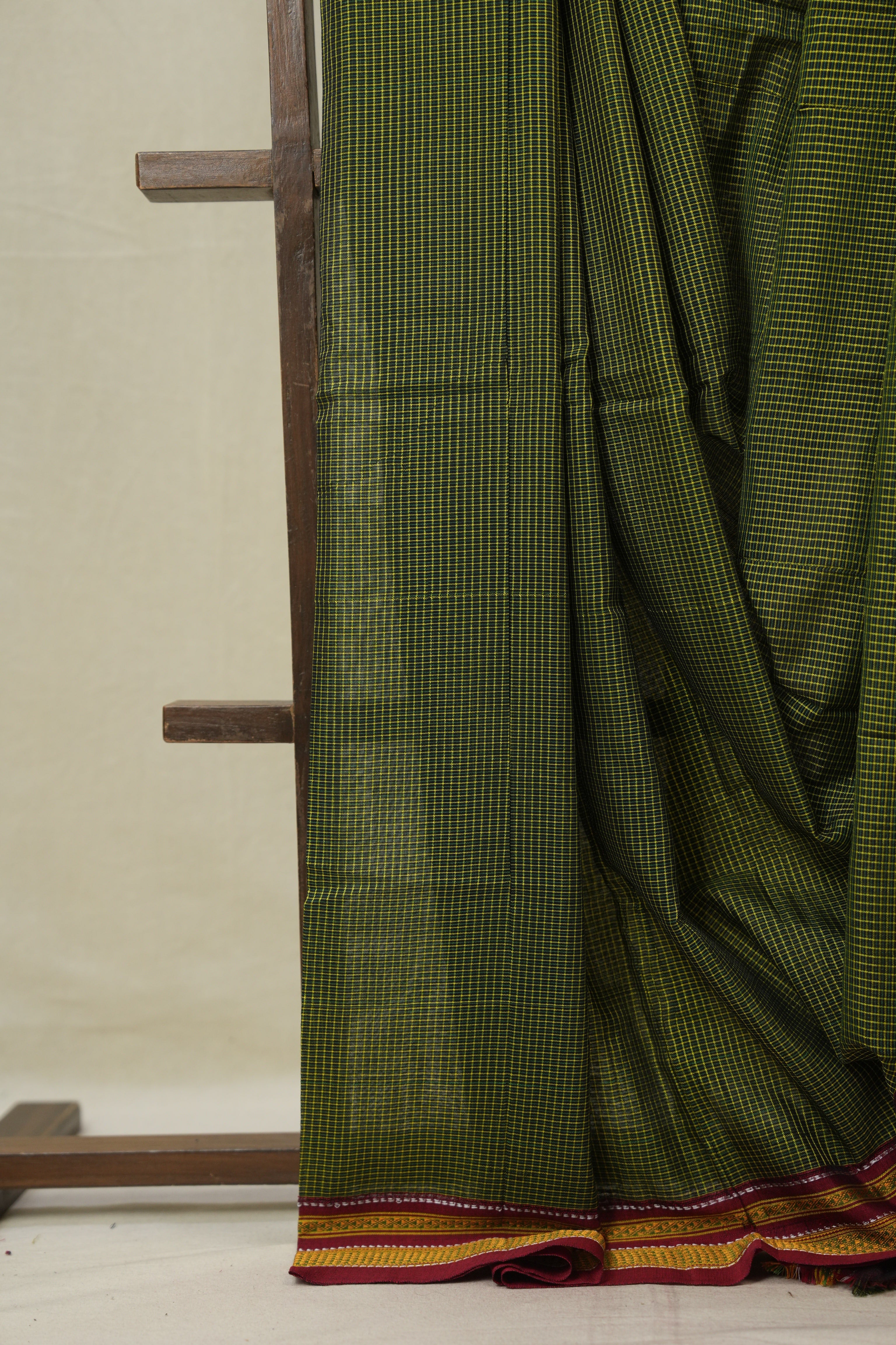 Green Black Mixed Cotton Ilkal Saree - SRGBMCIS938
