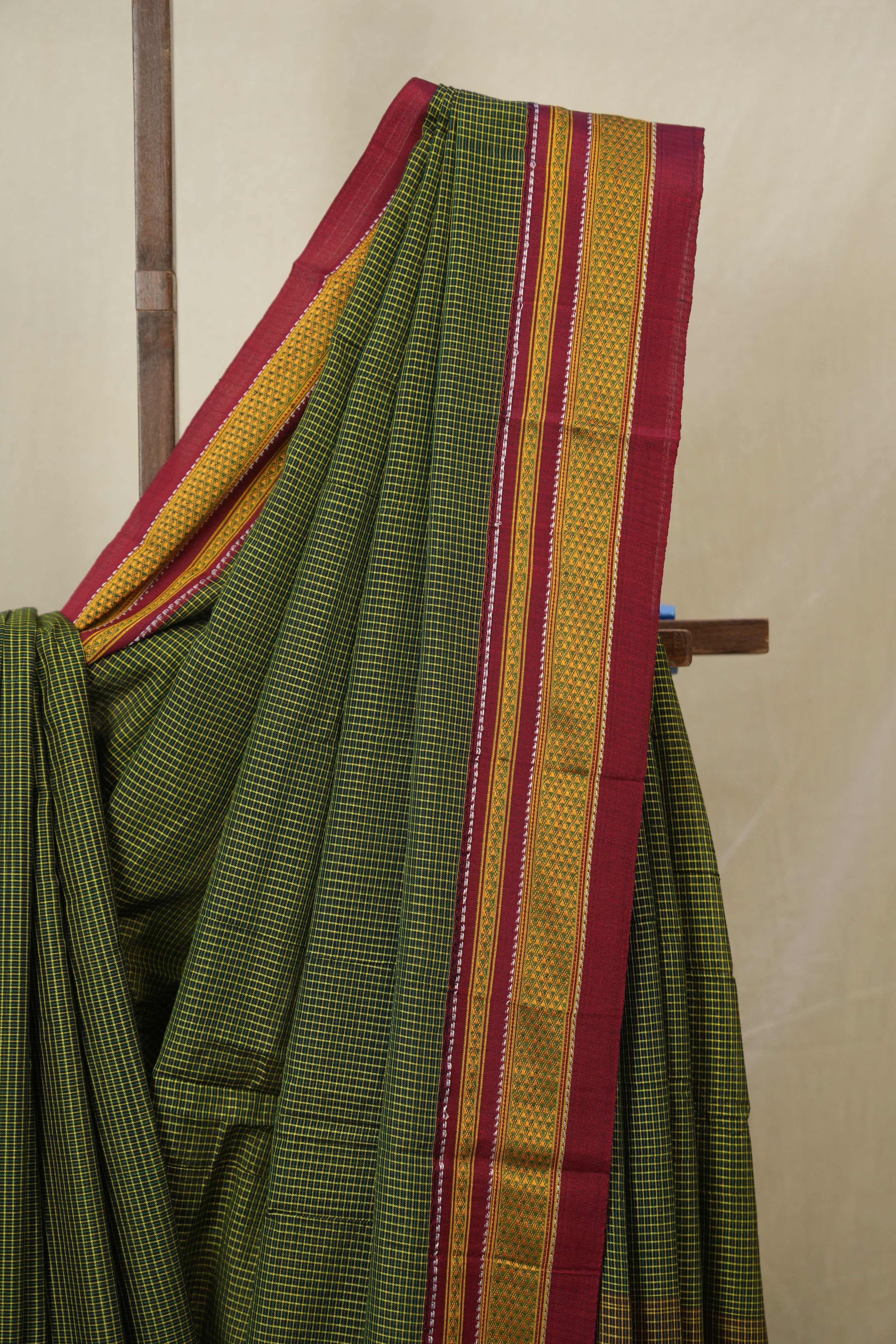 Green Black Mixed Cotton Ilkal Saree - SRGBMCIS938