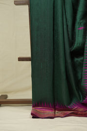 Green Raw Silk Saree - SRGRSS1001