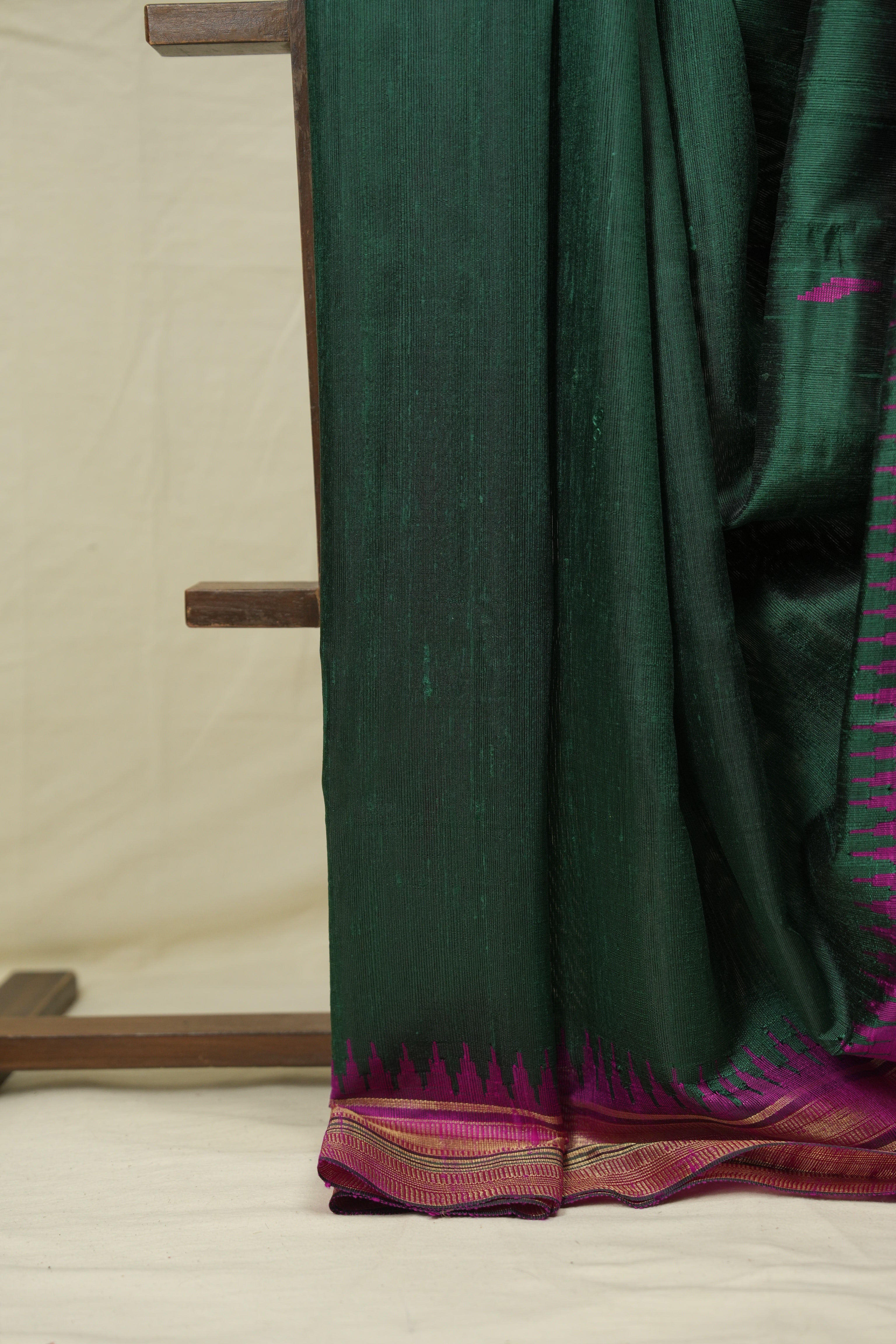 Green Raw Silk Saree - SRGRSS1001