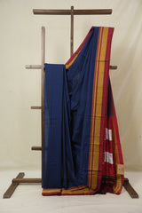 Blue Black Mixed Cotton Ilkal Saree - SRBBMCIS937