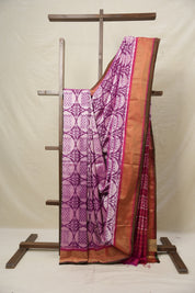 Purple Silver Pochampalli Silk Ikat Saree - SRPSPSIS272
