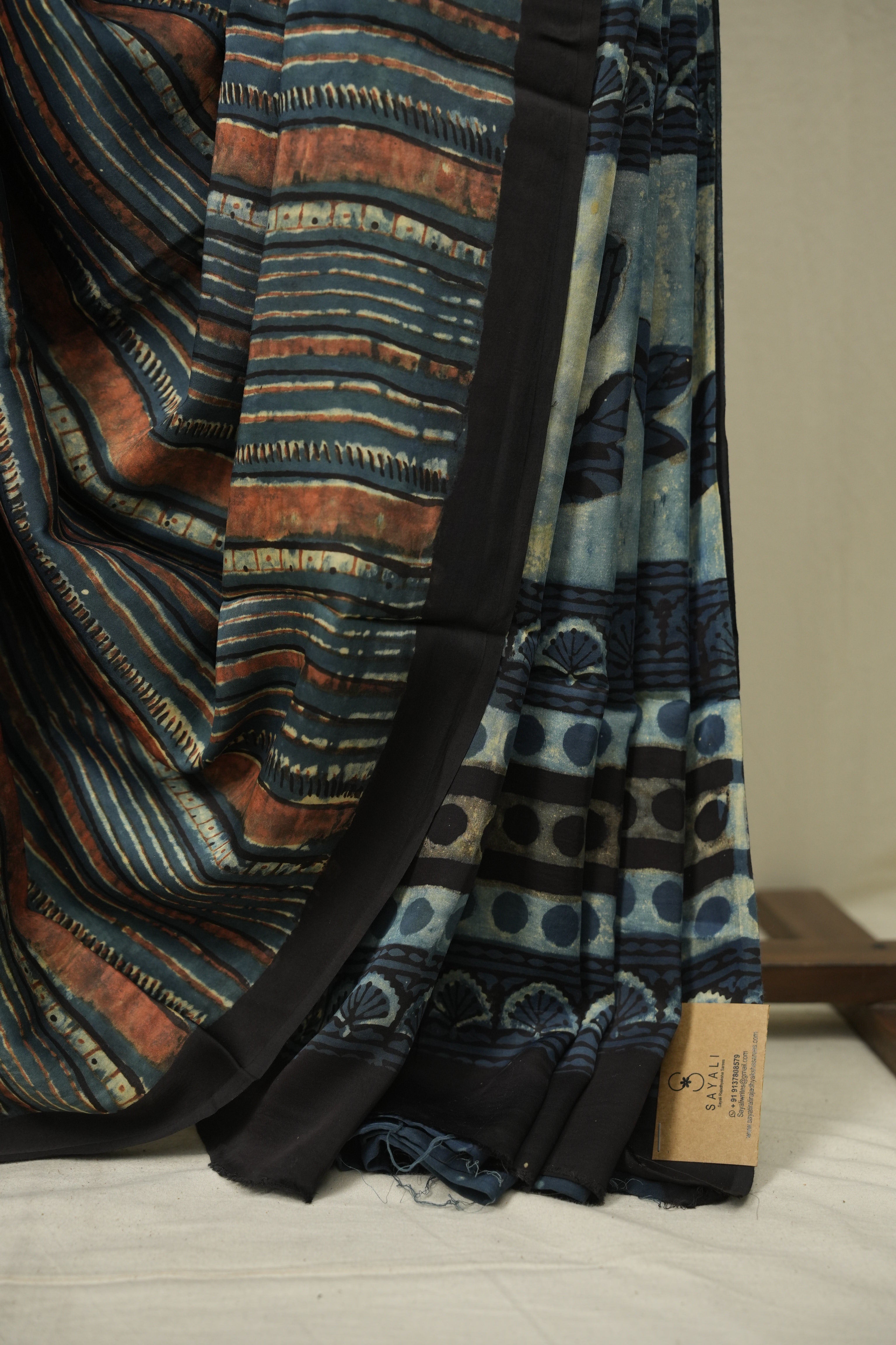 Blue Strip HBP Modal Silk Saree - SRBSMS699