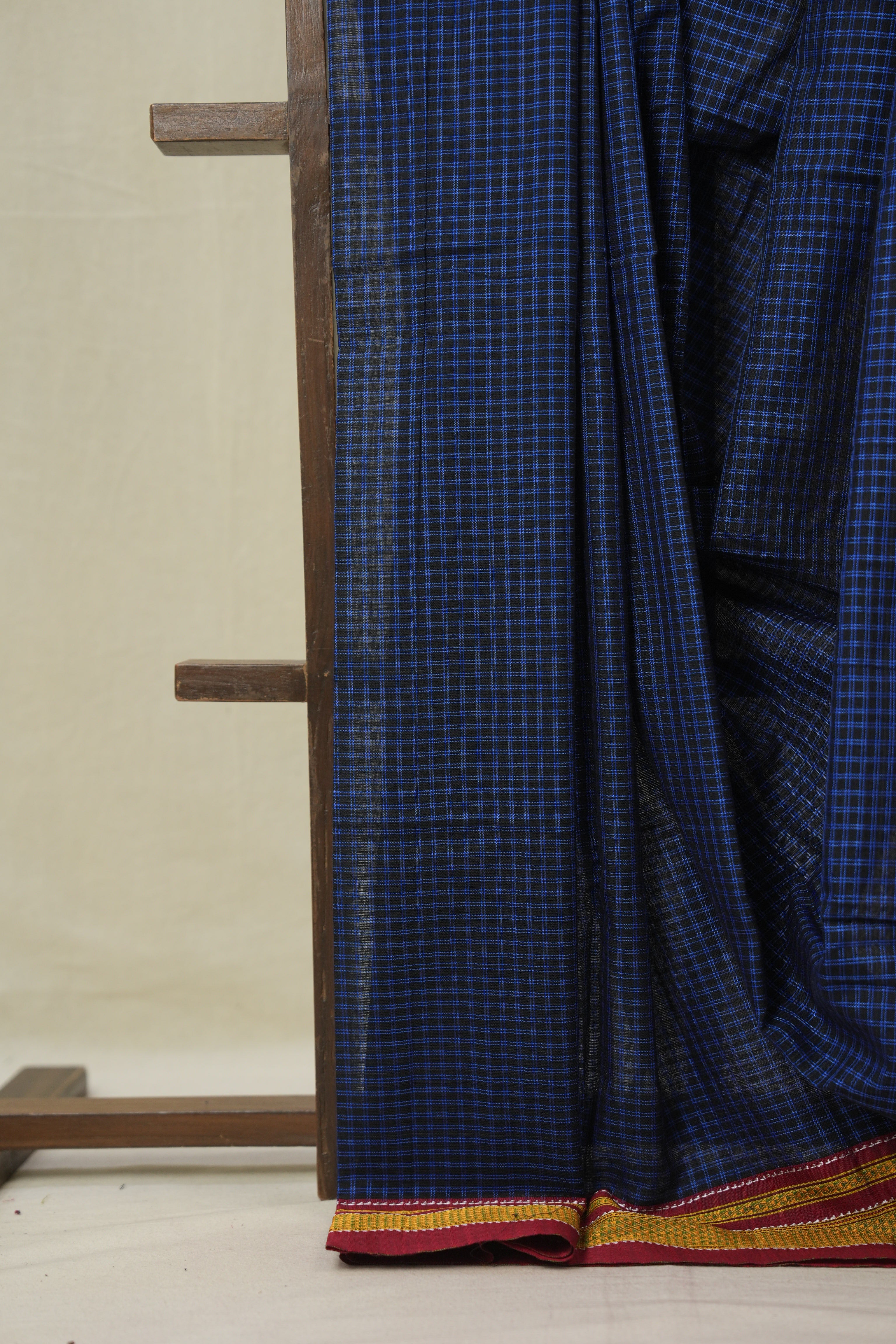 Blue Black Mixed Cotton Ilkal Saree - SRBBMCIS937