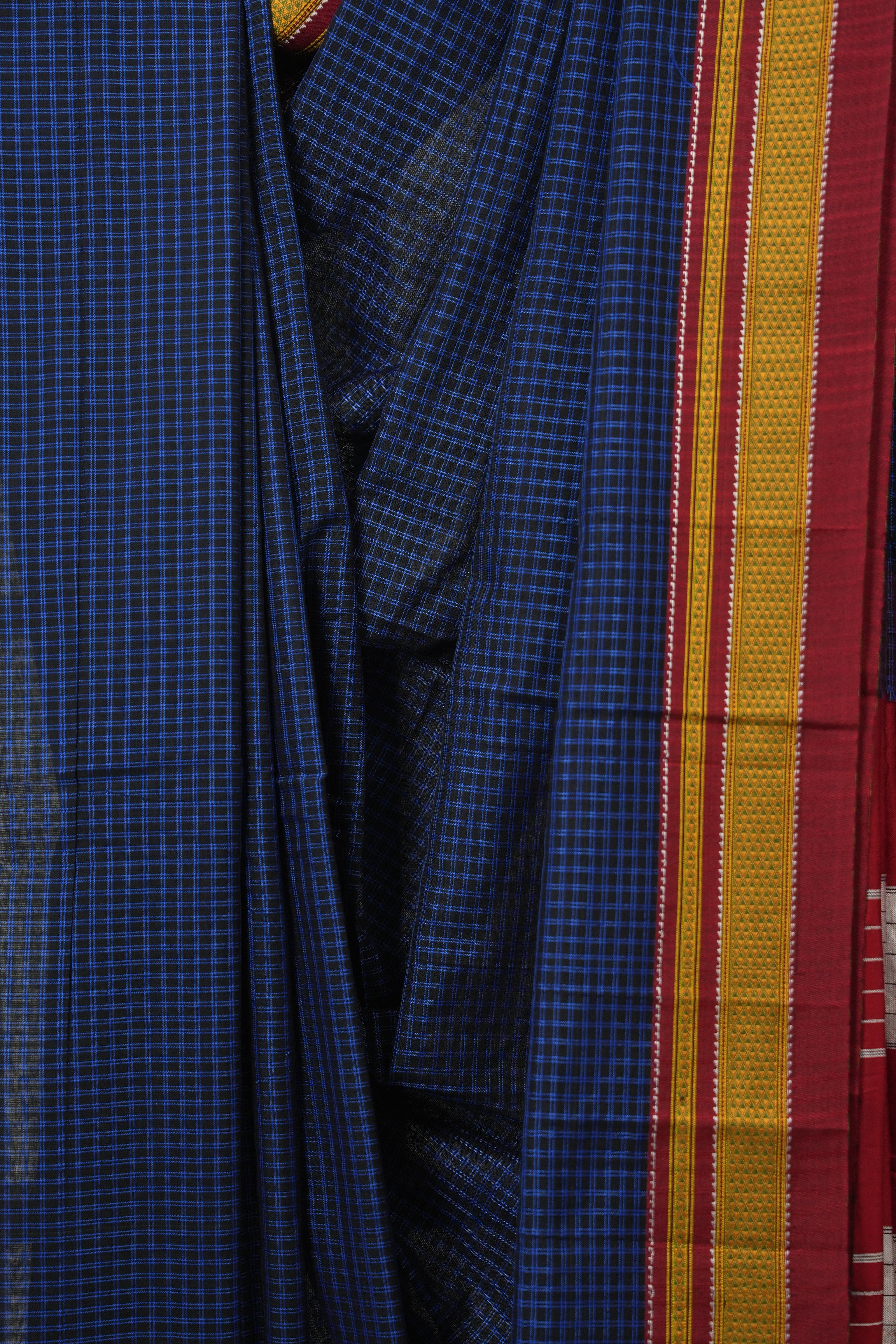 Blue Black Mixed Cotton Ilkal Saree - SRBBMCIS937