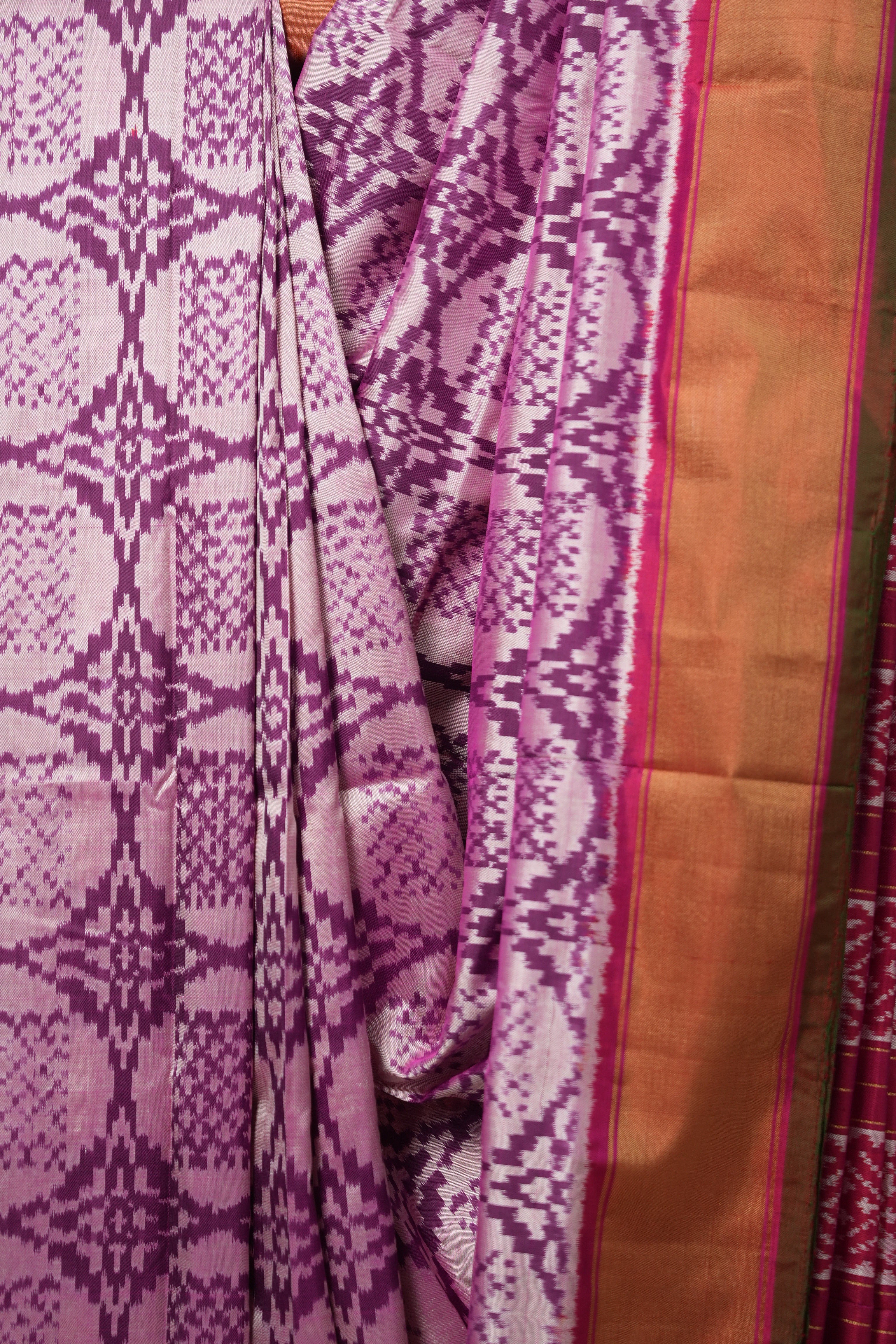 Purple Silver Pochampalli Silk Ikat Saree - SRPSPSIS272