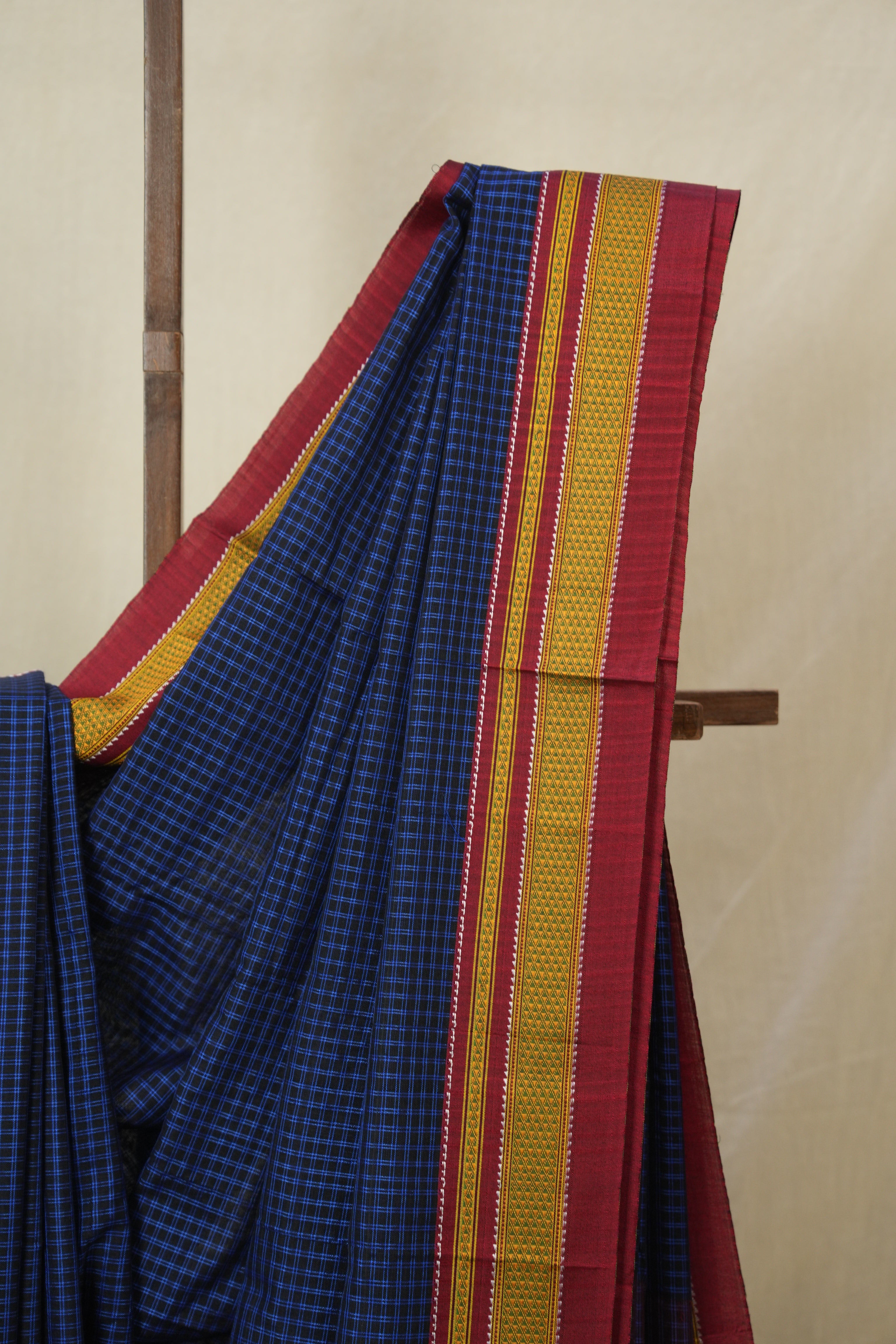 Blue Black Mixed Cotton Ilkal Saree - SRBBMCIS937