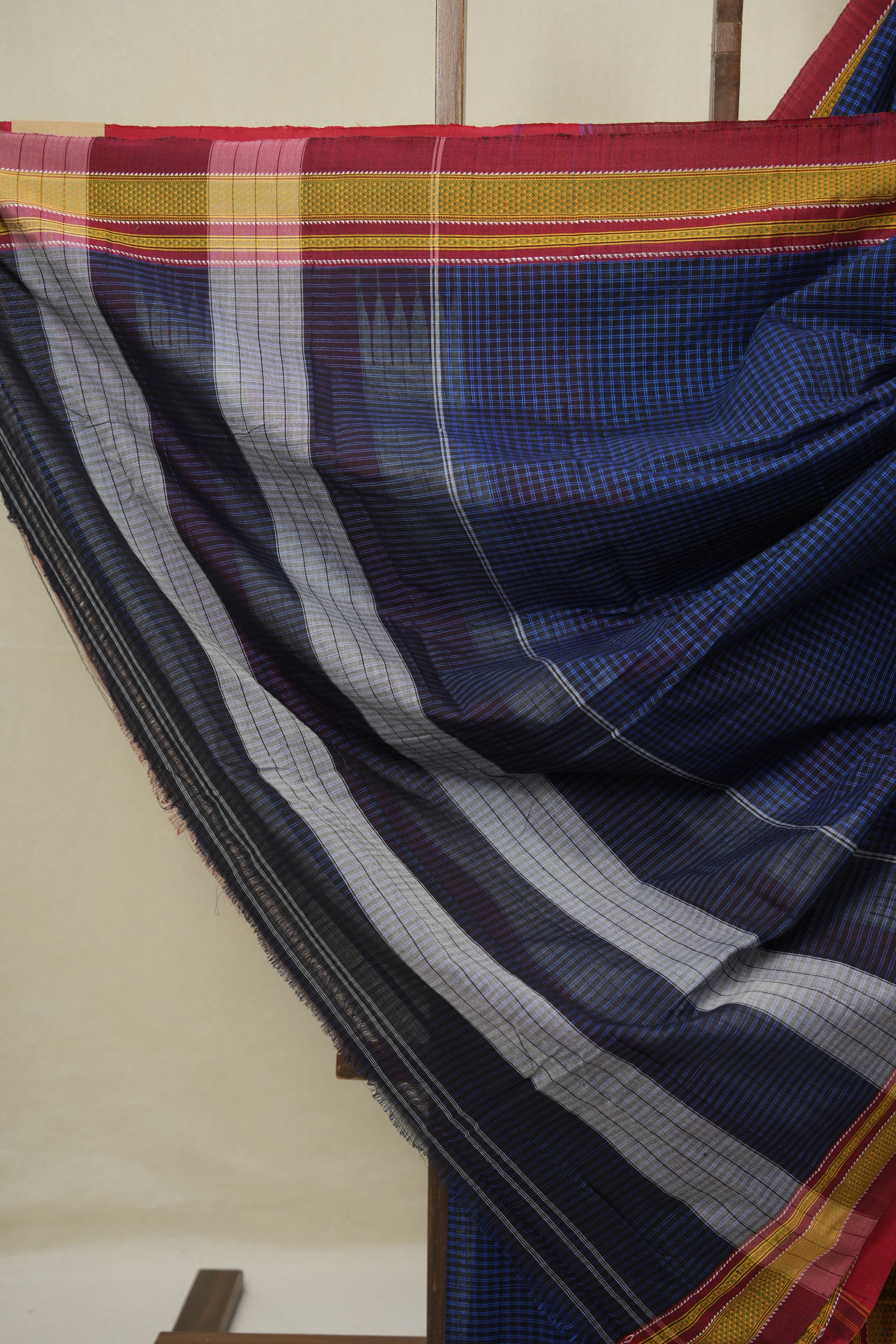 Blue Black Mixed Cotton Ilkal Saree - SRBBMCIS937