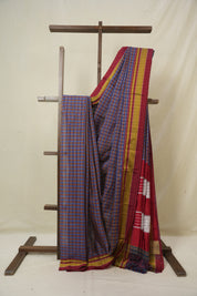 Blue Orange Mixed Cotton Ilkal Saree - SRBOMCIS936