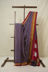 Blue Orange Mixed Cotton Ilkal Saree - SRBOMCIS935