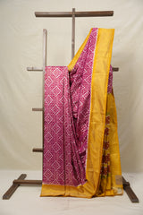 Yellow Maroon Pochampalli Silk Ikat Saree - SRYMPSIS271