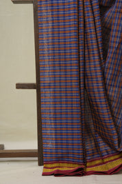 Blue Orange Mixed Cotton Ilkal Saree - SRBOMCIS935