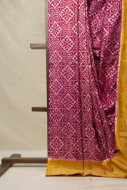 Yellow Maroon Pochampalli Silk Ikat Saree - SRYMPSIS271