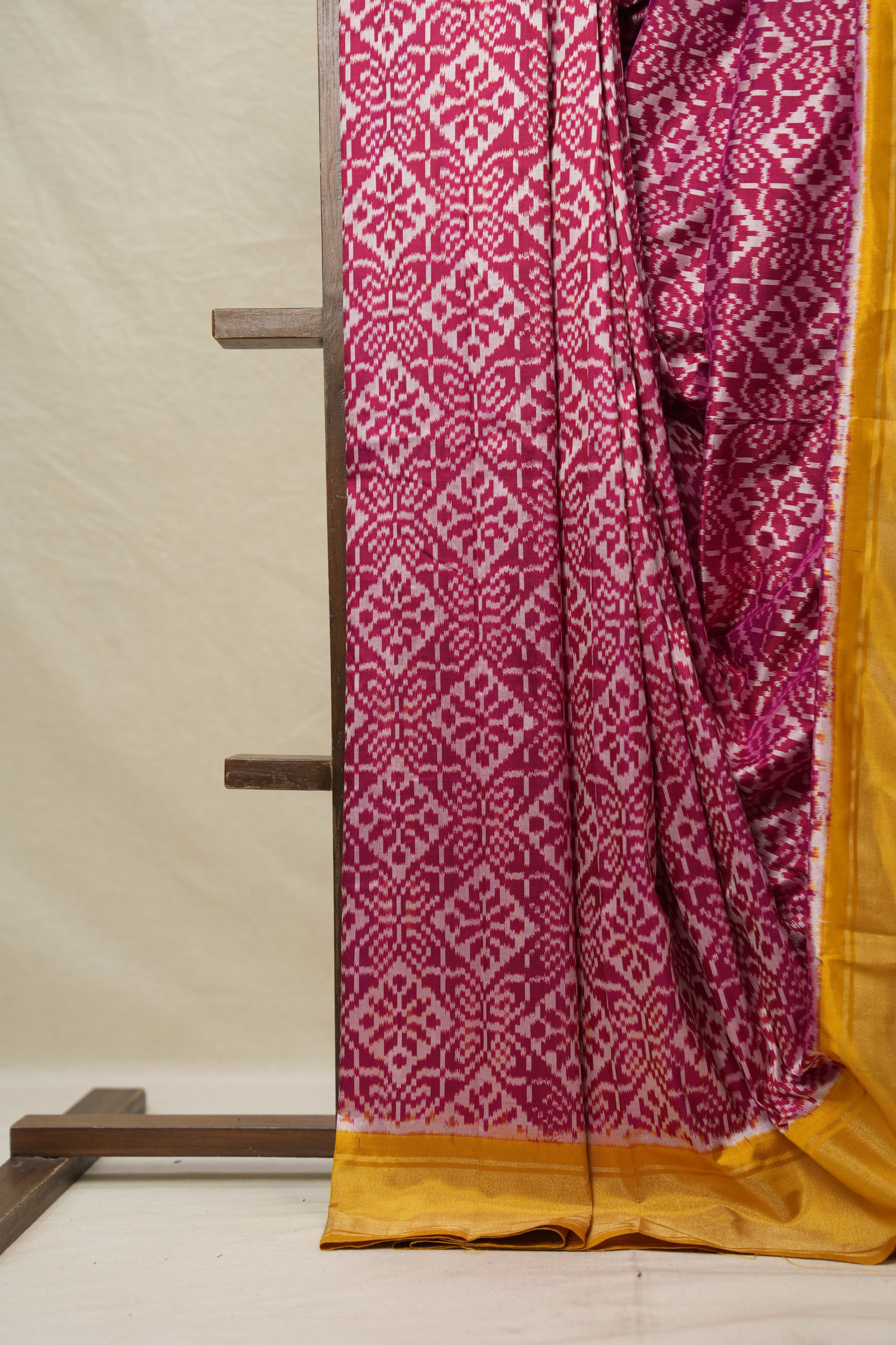 Yellow Maroon Pochampalli Silk Ikat Saree - SRYMPSIS271