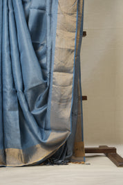 Sky Blue Tussar Silk Saree - SRSBTSS1679