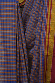 Blue Orange Mixed Cotton Ilkal Saree - SRBOMCIS936