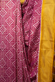 Yellow Maroon Pochampalli Silk Ikat Saree - SRYMPSIS271