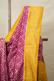 Yellow Maroon Pochampalli Silk Ikat Saree - SRYMPSIS271